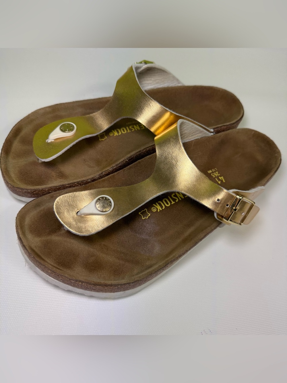 BIRKENSTOCK Gizeh Gold Birko-Flor SANDALS Comfort Slide Thong size 10-10.5 U.S.